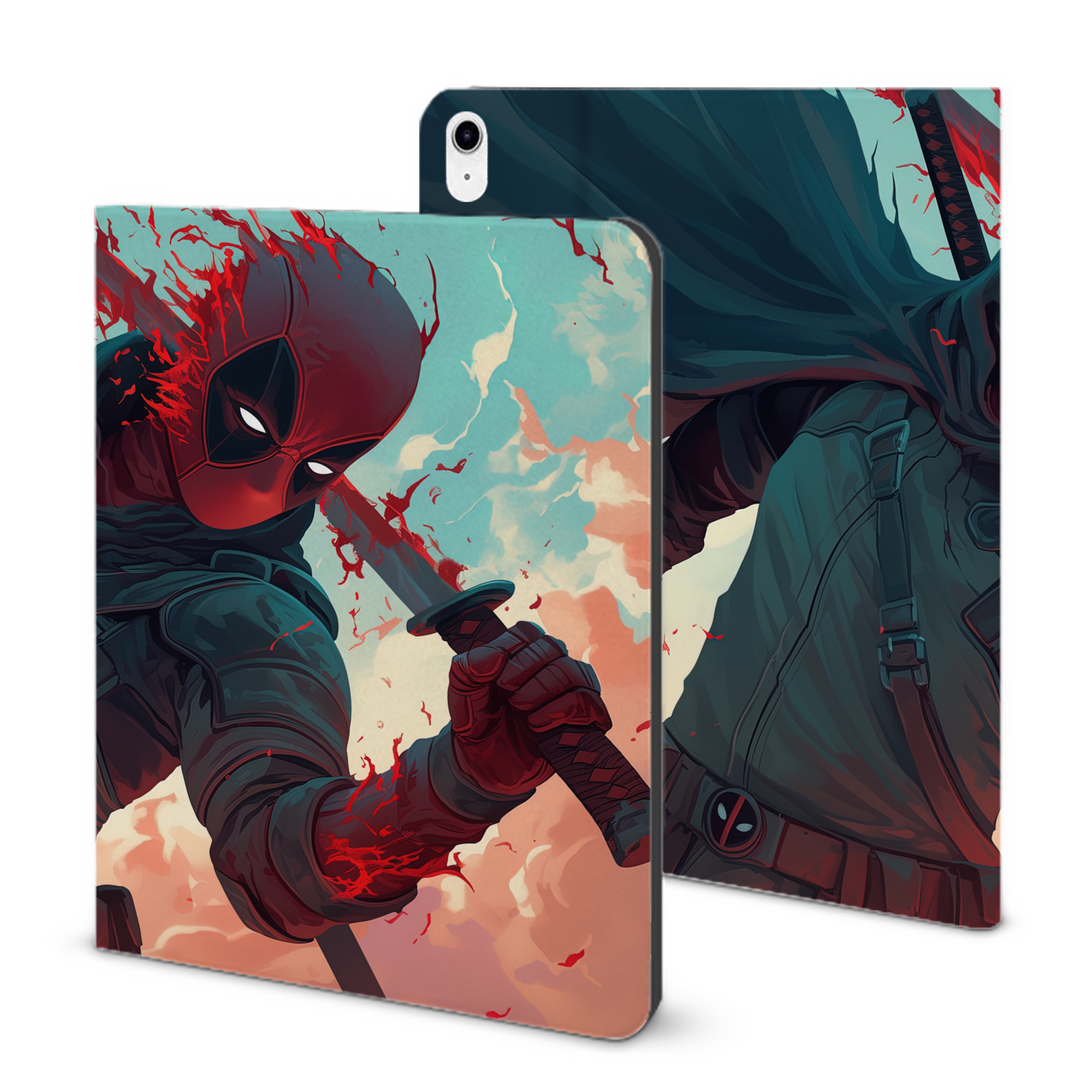 （画像用） Deadpool デッドプール IPad ケース ブック型 PUレザー TPU 耐衝撃 軽量 薄型 ペン収納なし 全面保護 IPad 各モデル対応